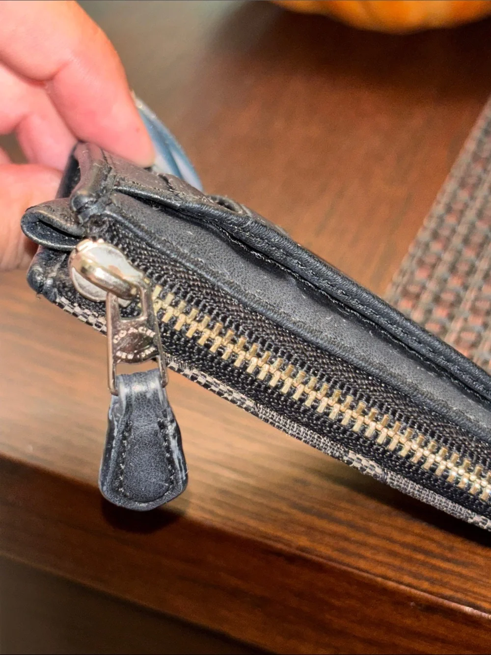 Coach C Leather and Signature C Card Case Wallet with ID Window